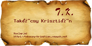 Takácsy Krisztián névjegykártya